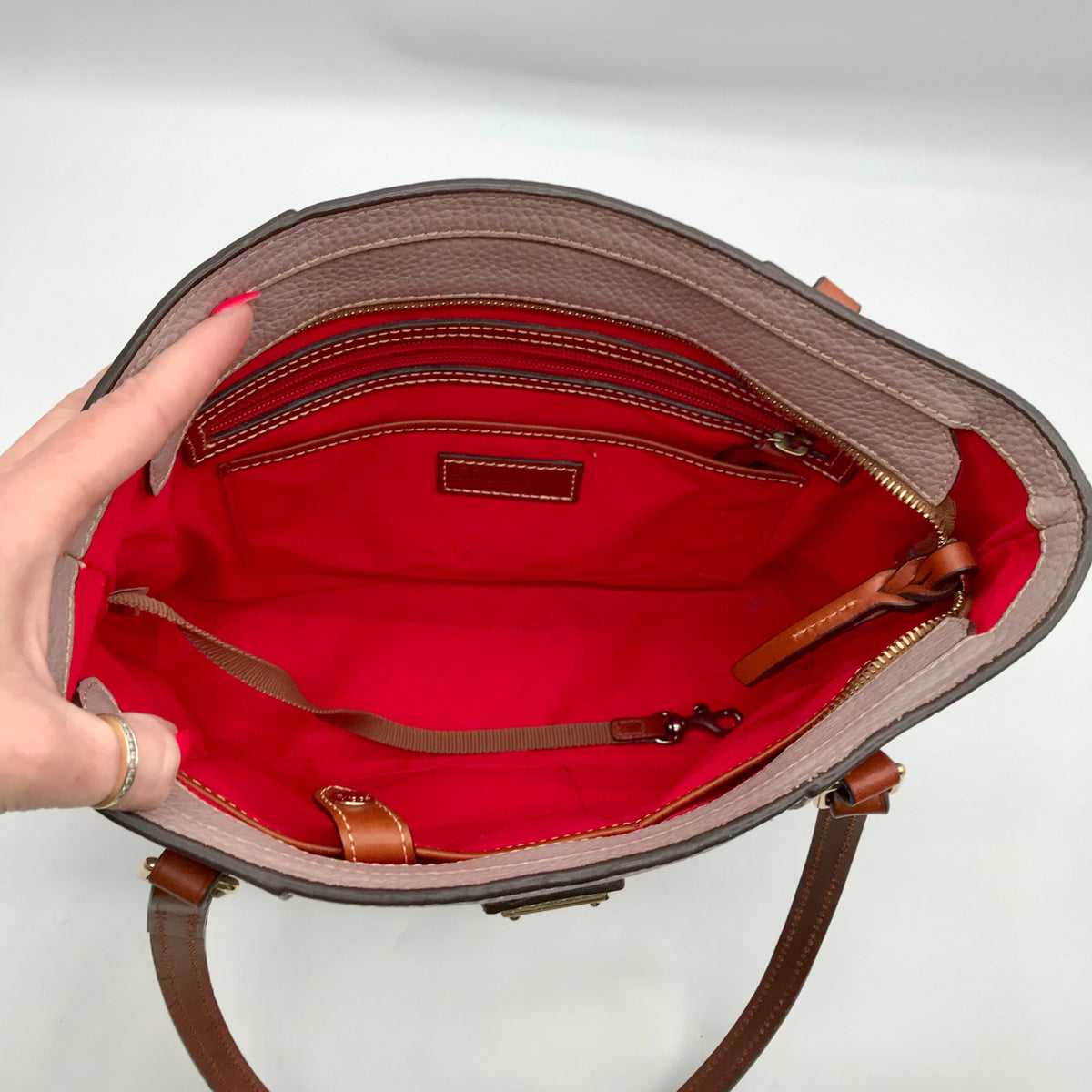 Dooney &amp; Bourke Gray Pebbled Grain Lexington Shopper Tote