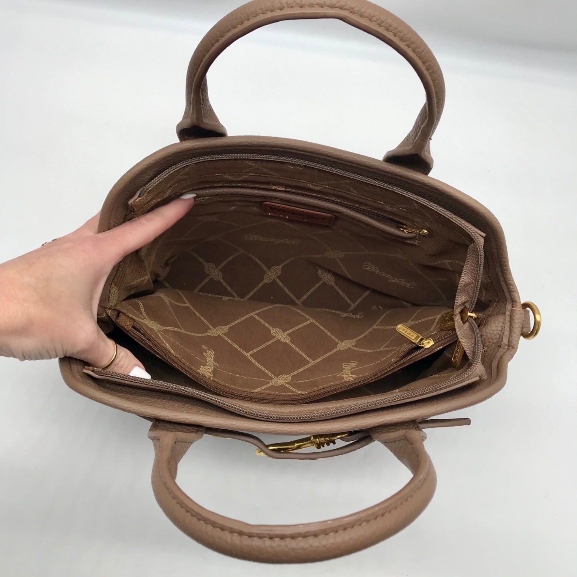 Wrangler Tan Top Handle Tote/ Crossbody Bag