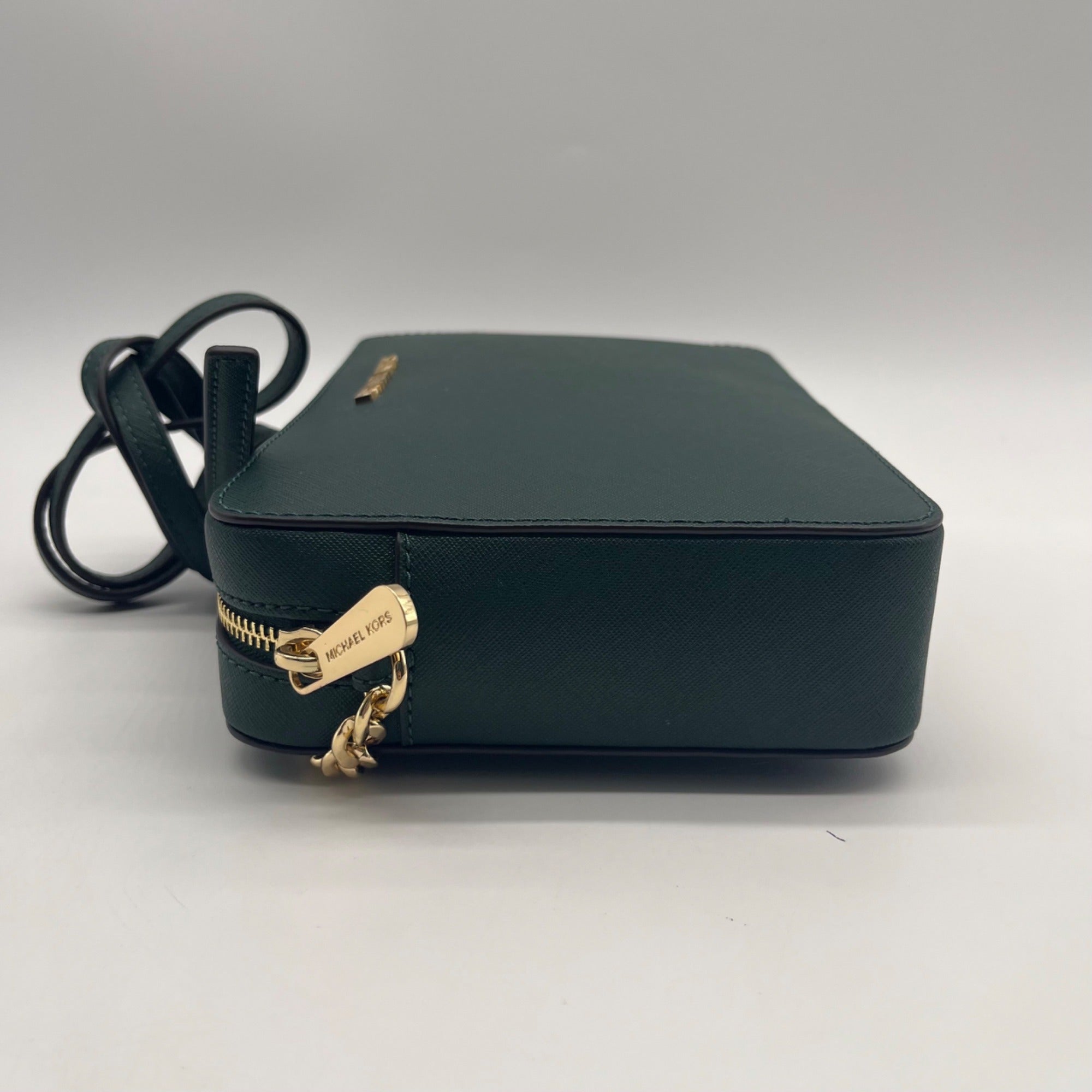 Michael Kors Forest Green Saffiano Leather Jet Set Travel Crossbody