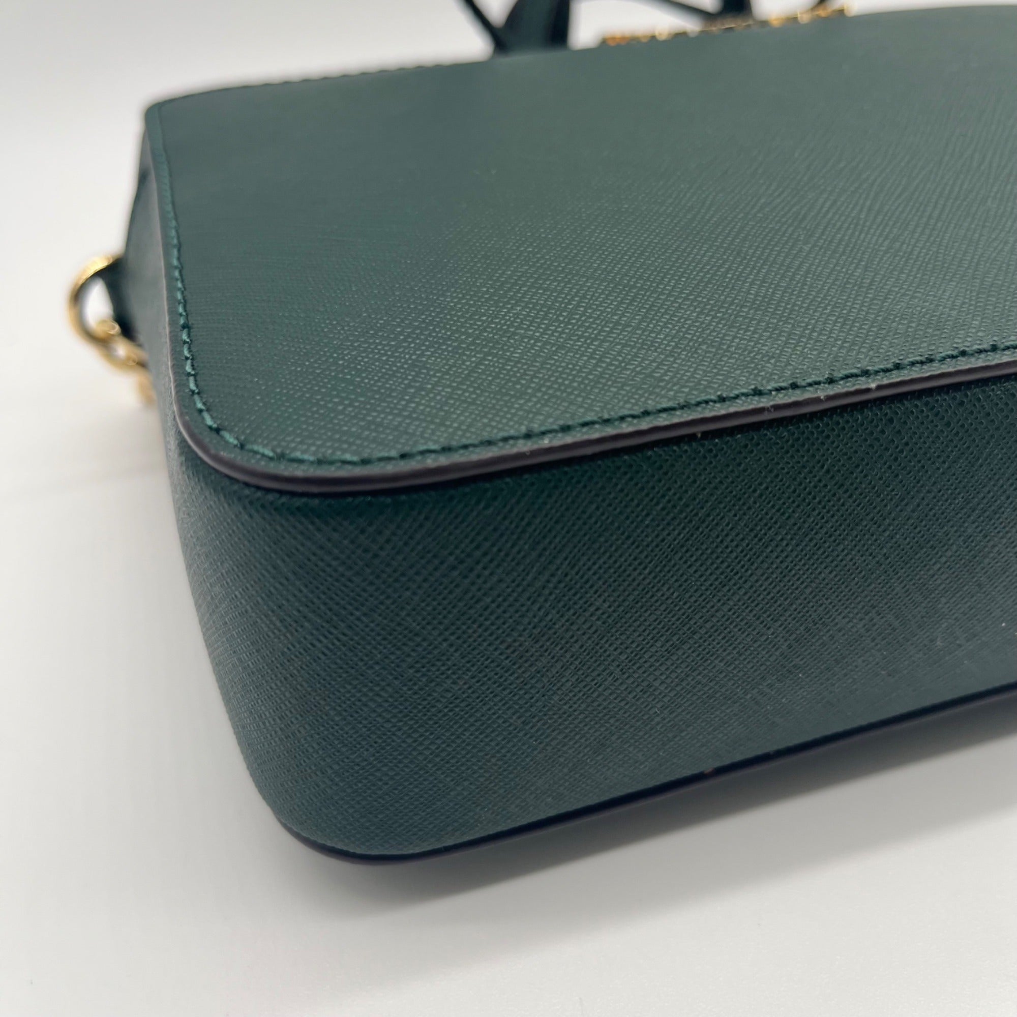Michael Kors Forest Green Saffiano Leather Jet Set Travel Crossbody