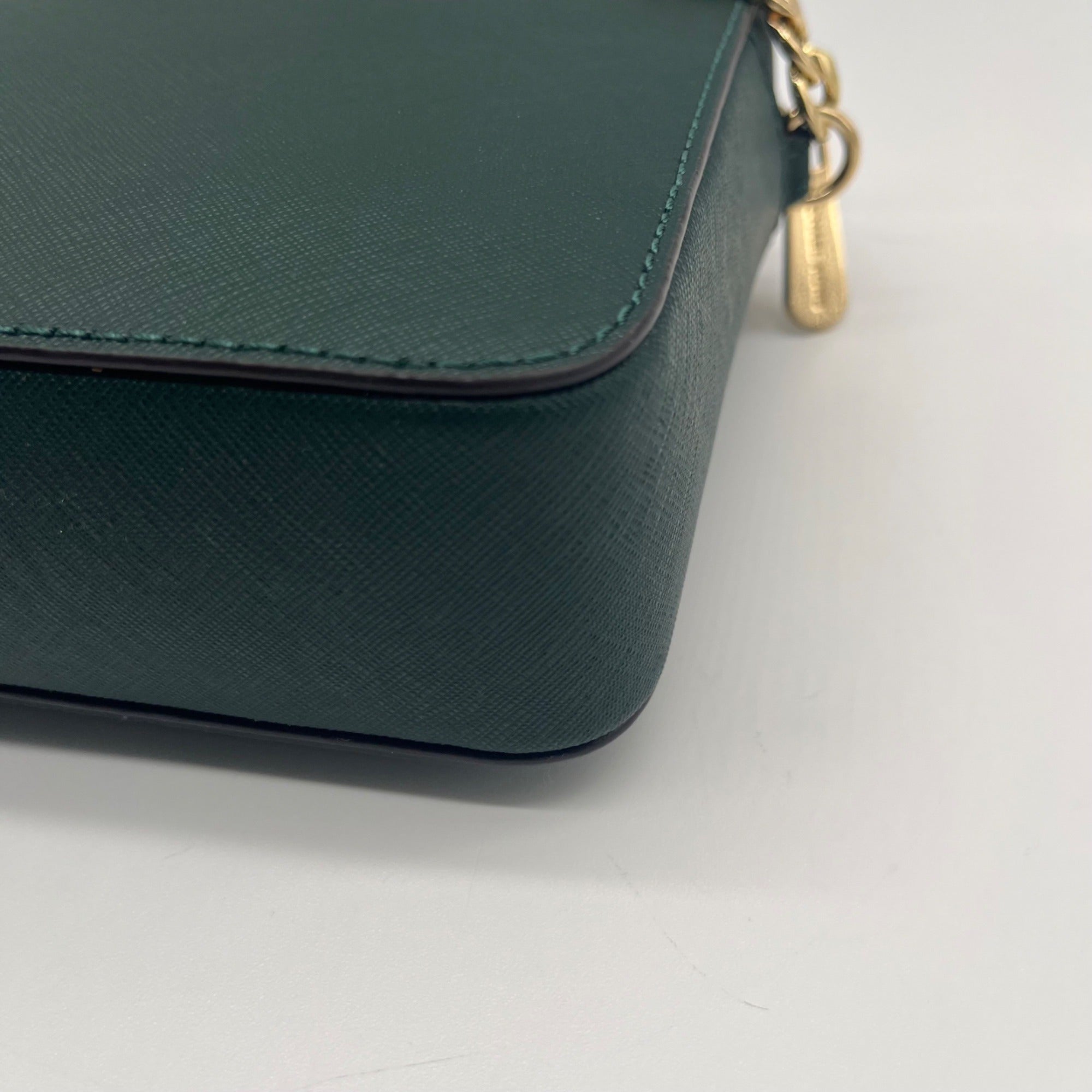 Michael Kors Forest Green Saffiano Leather Jet Set Travel Crossbody