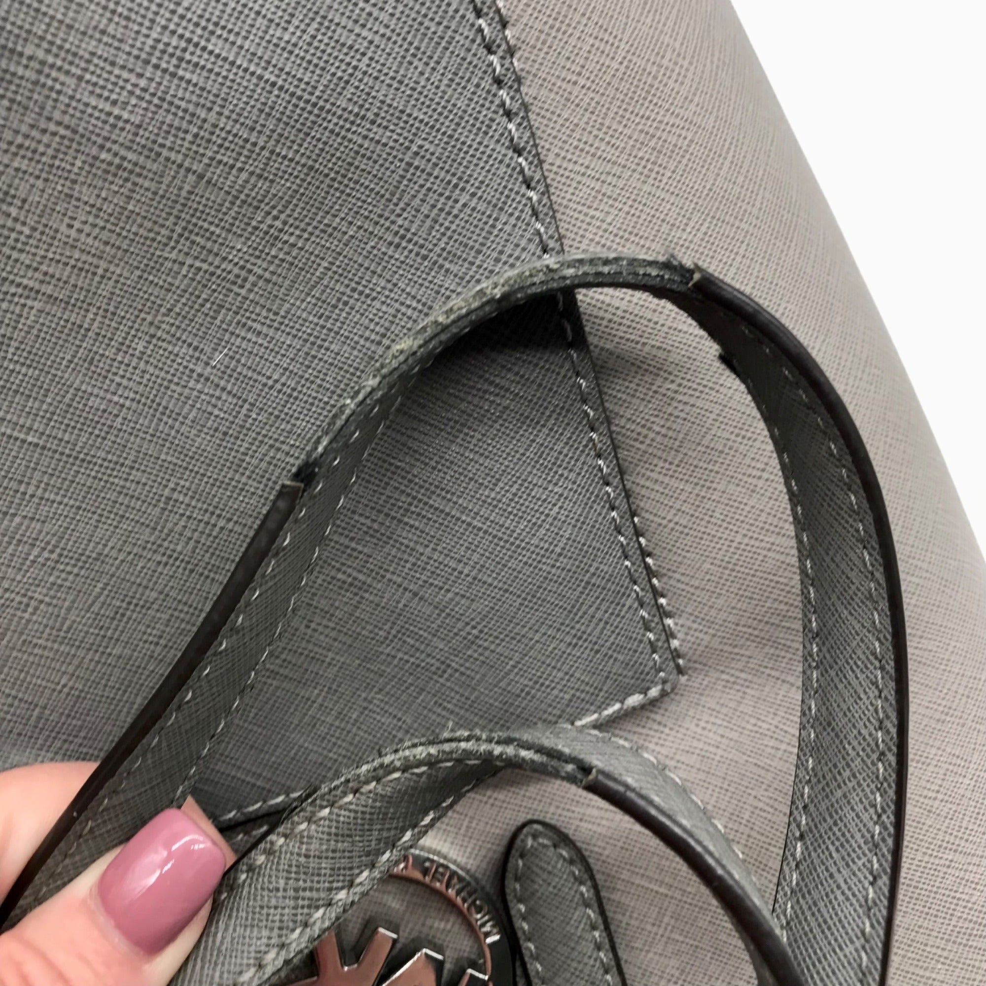 Michael Kors Gray Saffiano Leather Jet Set Pocket Tote Bag