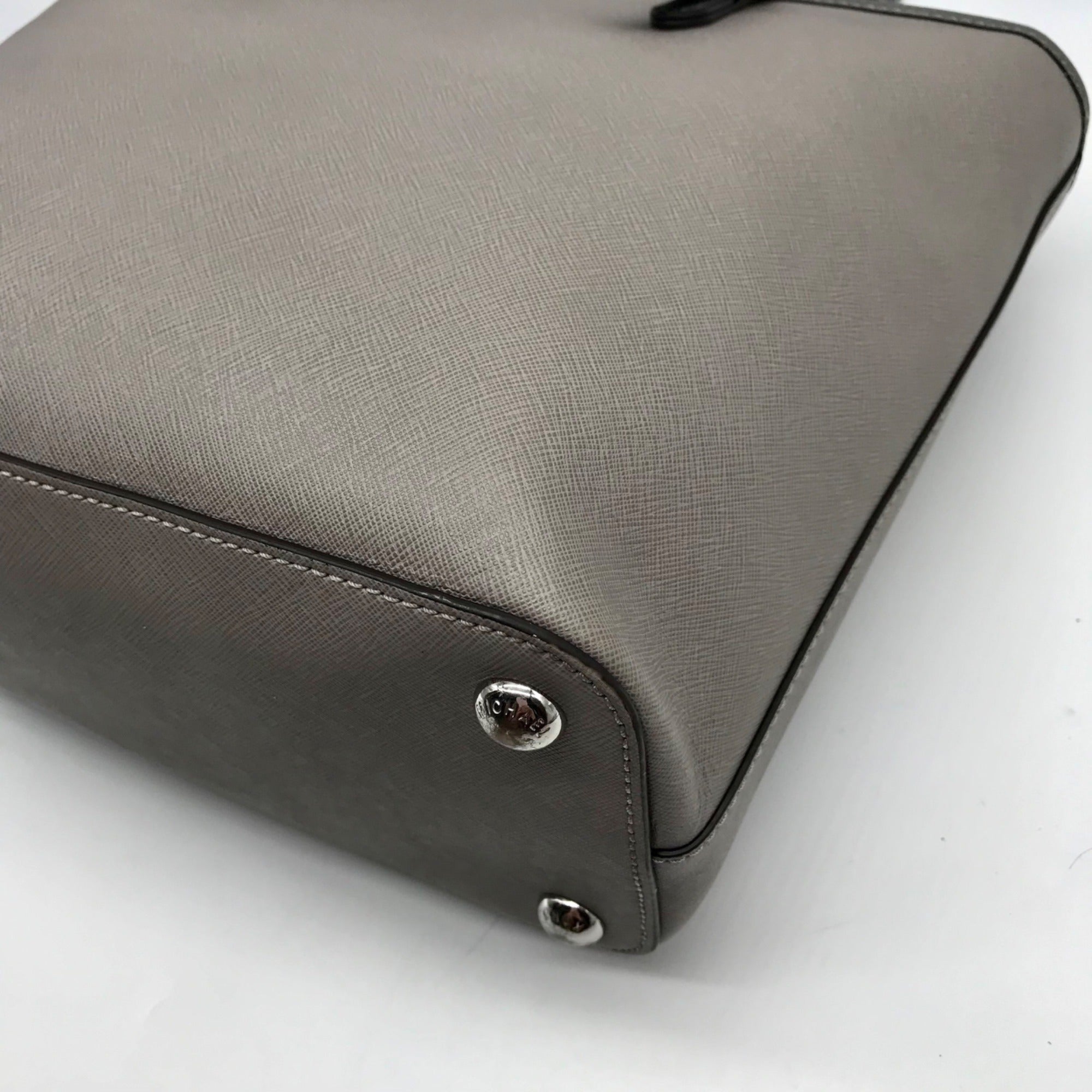 Michael Kors Gray Saffiano Leather Jet Set Pocket Tote Bag