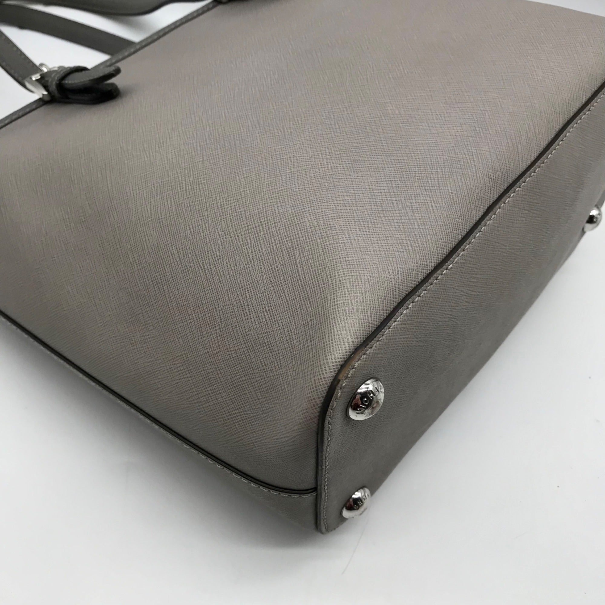 Michael Kors Gray Saffiano Leather Jet Set Pocket Tote Bag