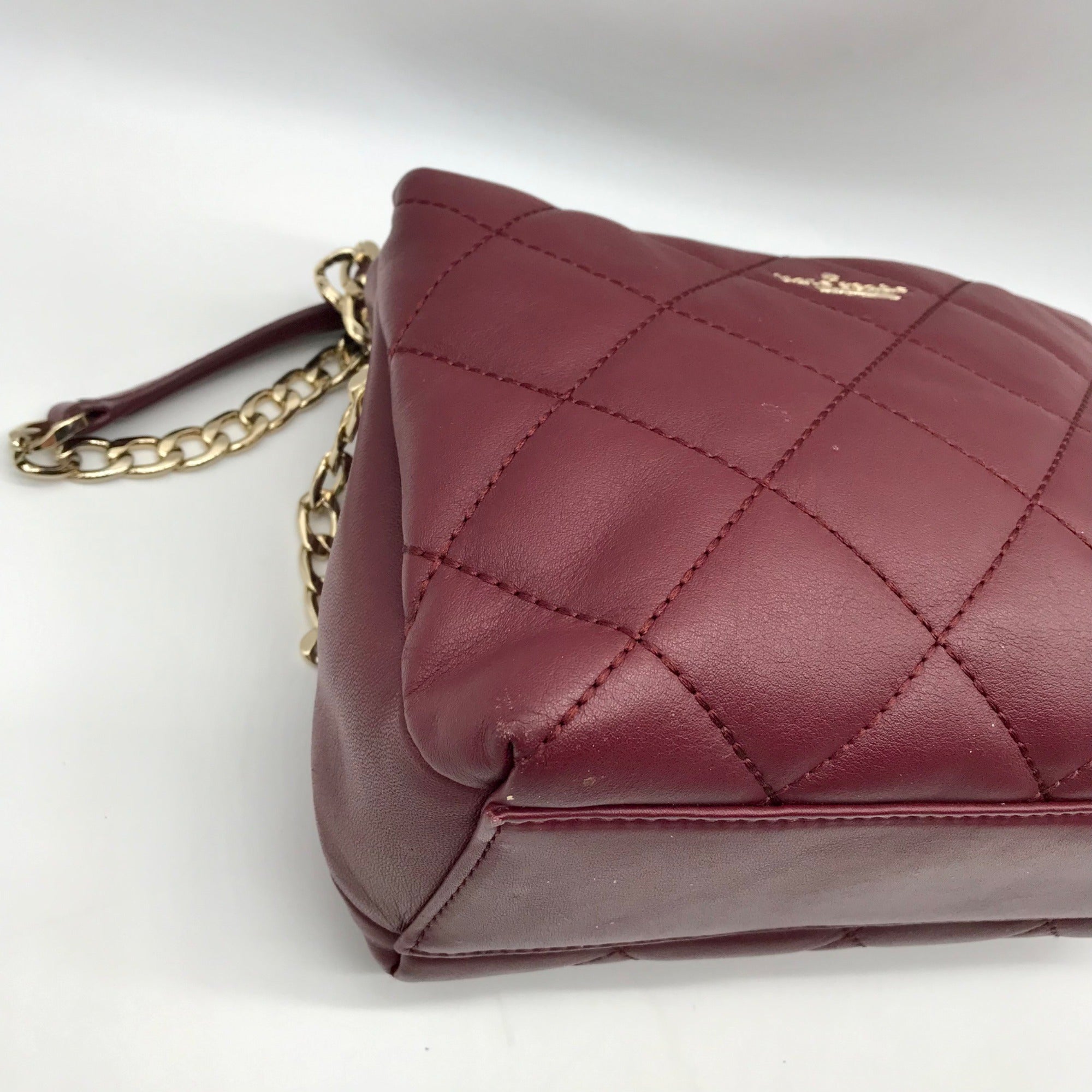 Kate Spade Burgundy Quilted Leather Emerson Place Jenia Shoulder Bag