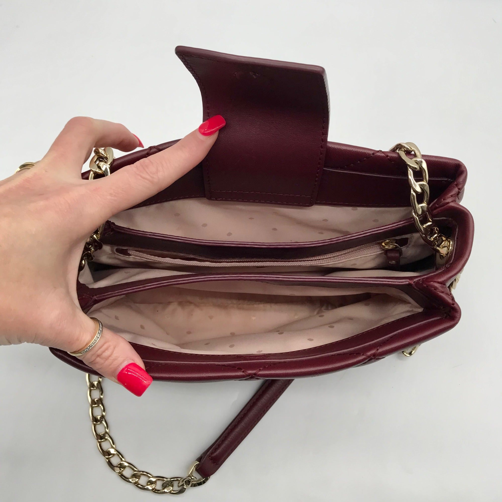 Kate Spade Burgundy Quilted Leather Emerson Place Jenia Shoulder Bag