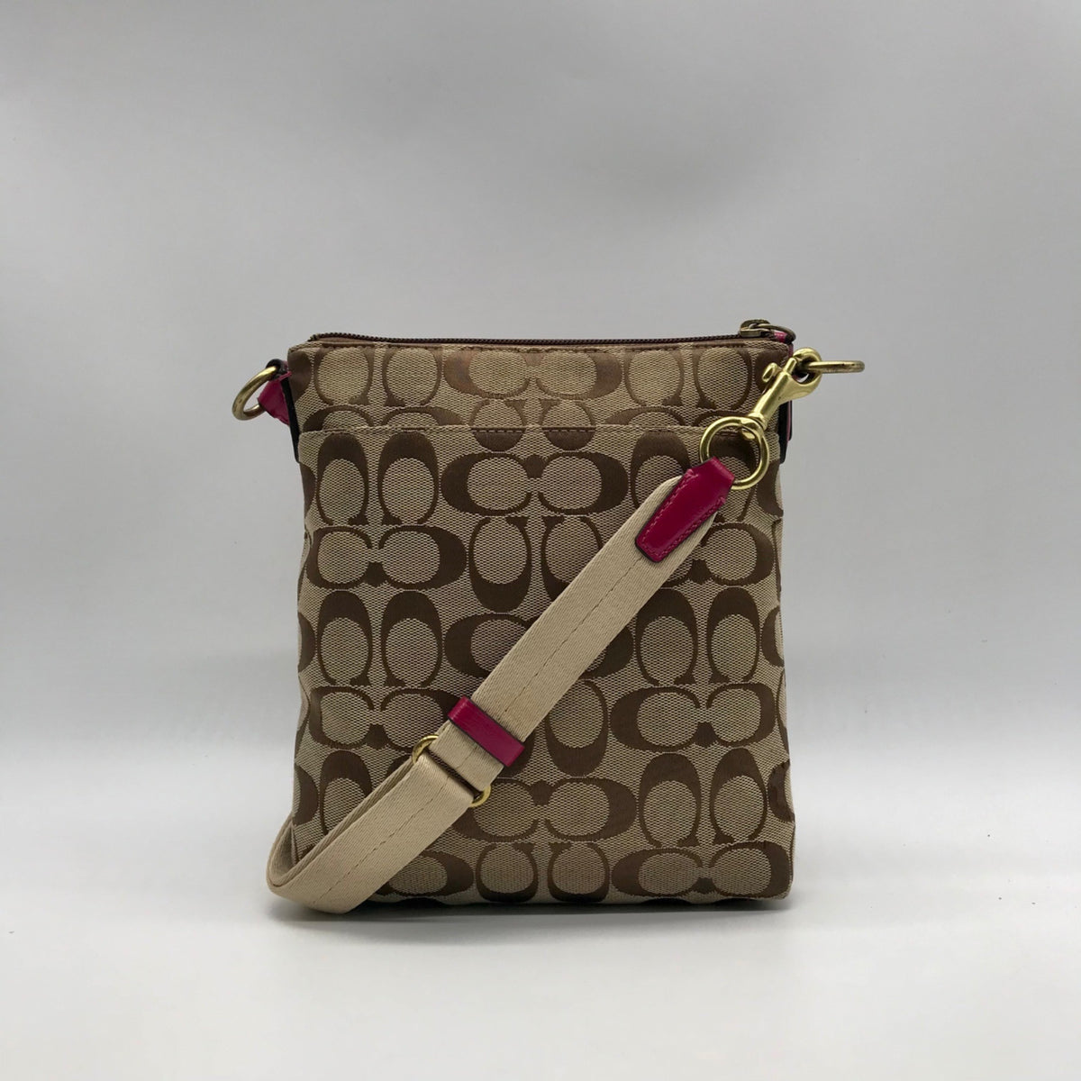 Coach Signature Stripe Brown Crossbody Bag