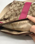 Coach Signature Stripe Brown Crossbody Bag