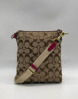 Coach Signature Stripe Brown Crossbody Bag