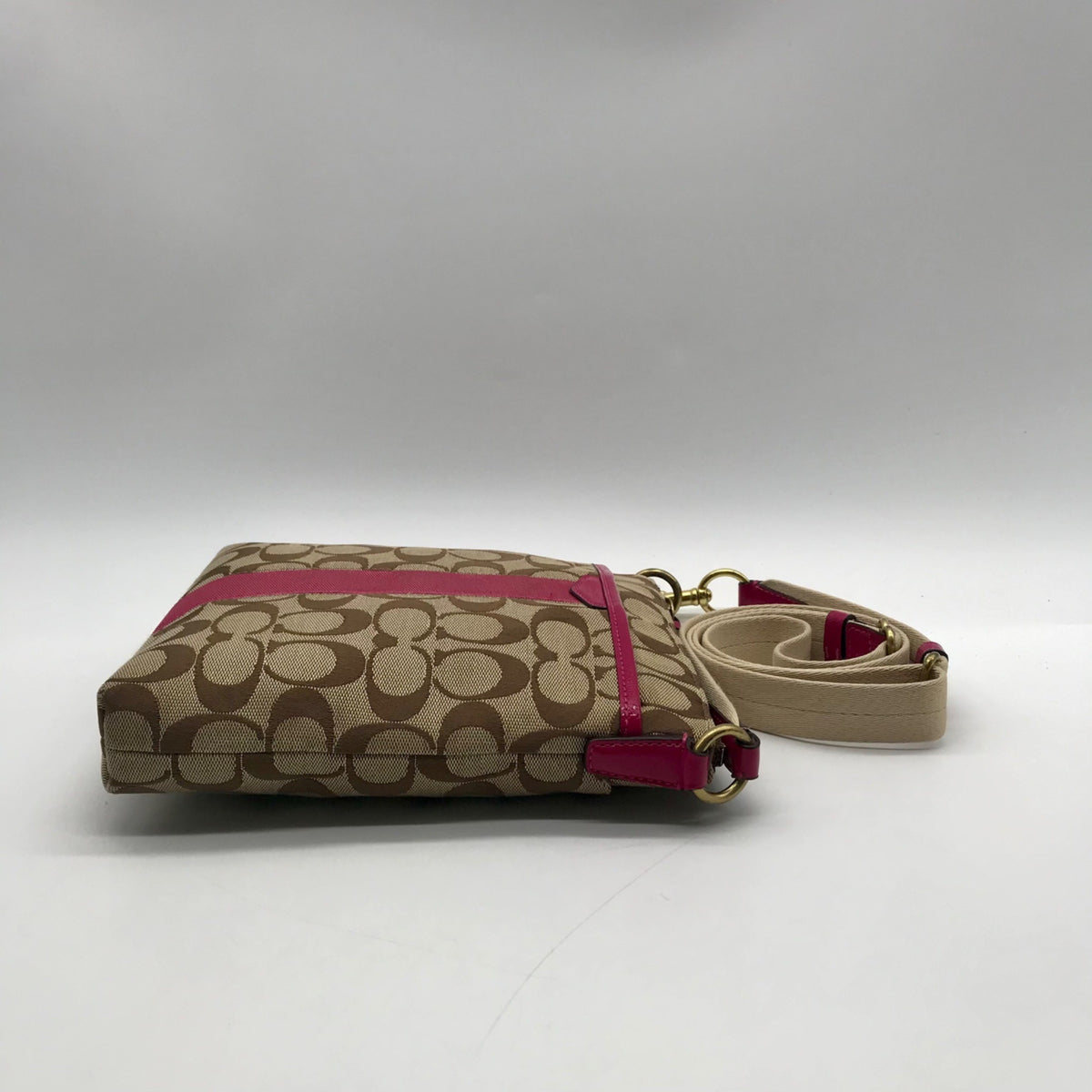 Coach Signature Stripe Brown Crossbody Bag