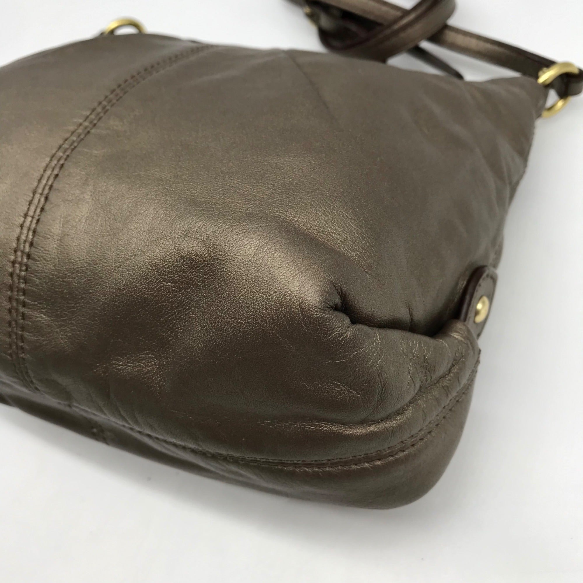 Coach Metallic Bronze Leather Ashley Crossbody Bag