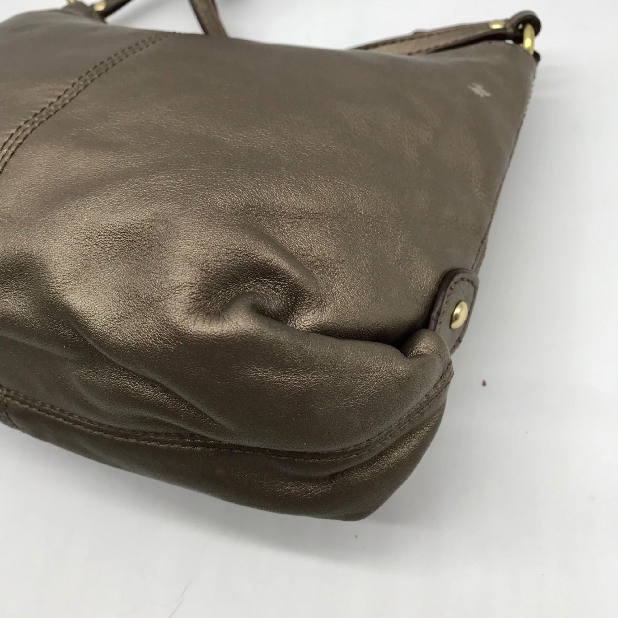 Coach Metallic Bronze Leather Ashley Crossbody Bag