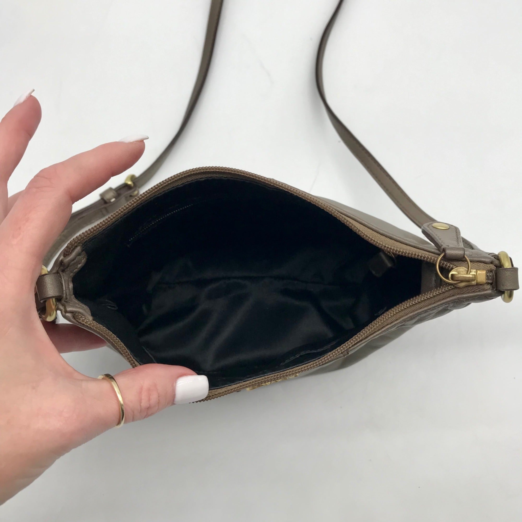 Coach Metallic Bronze Leather Ashley Crossbody Bag