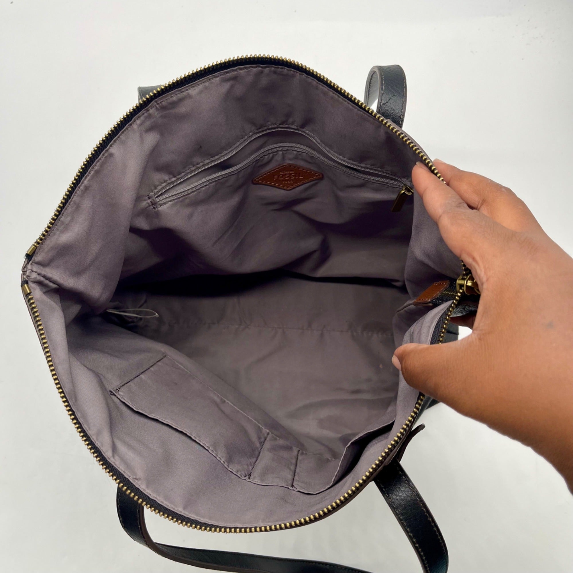 Fossil Black Pebbled Leather Shoulder Bag