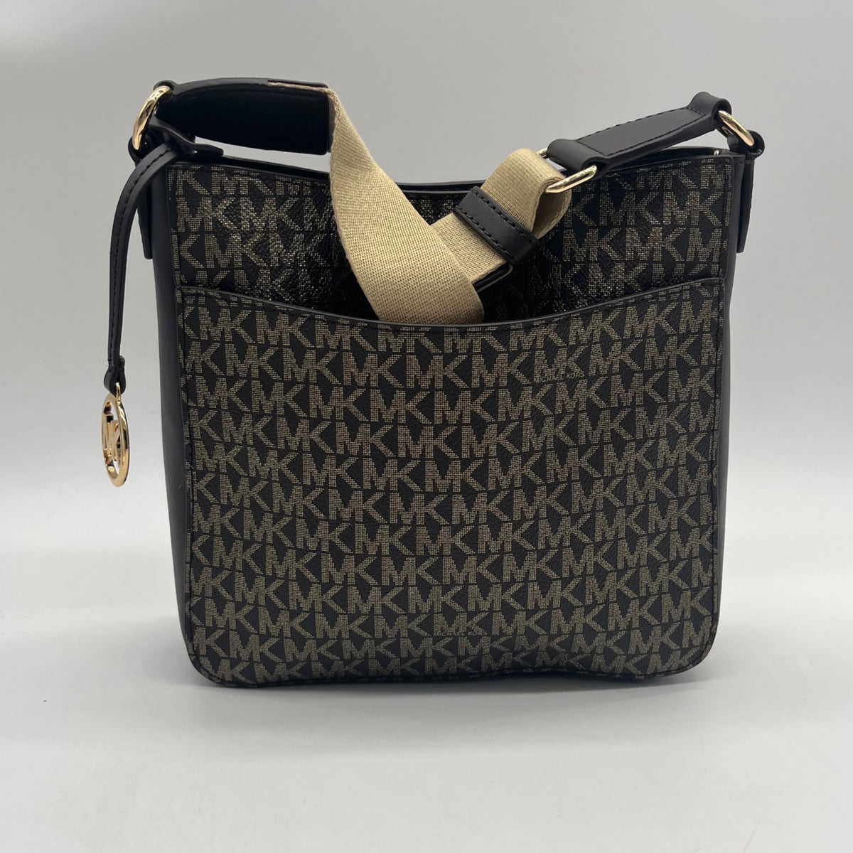 Michael Kors Brown Jet Set Signature Logo Stripe Crossbody