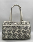 Coach Gray Pebbled Leather Signature Stripe Heritage Satchel Bag F15132