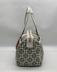Coach Gray Pebbled Leather Signature Stripe Heritage Satchel Bag F15132