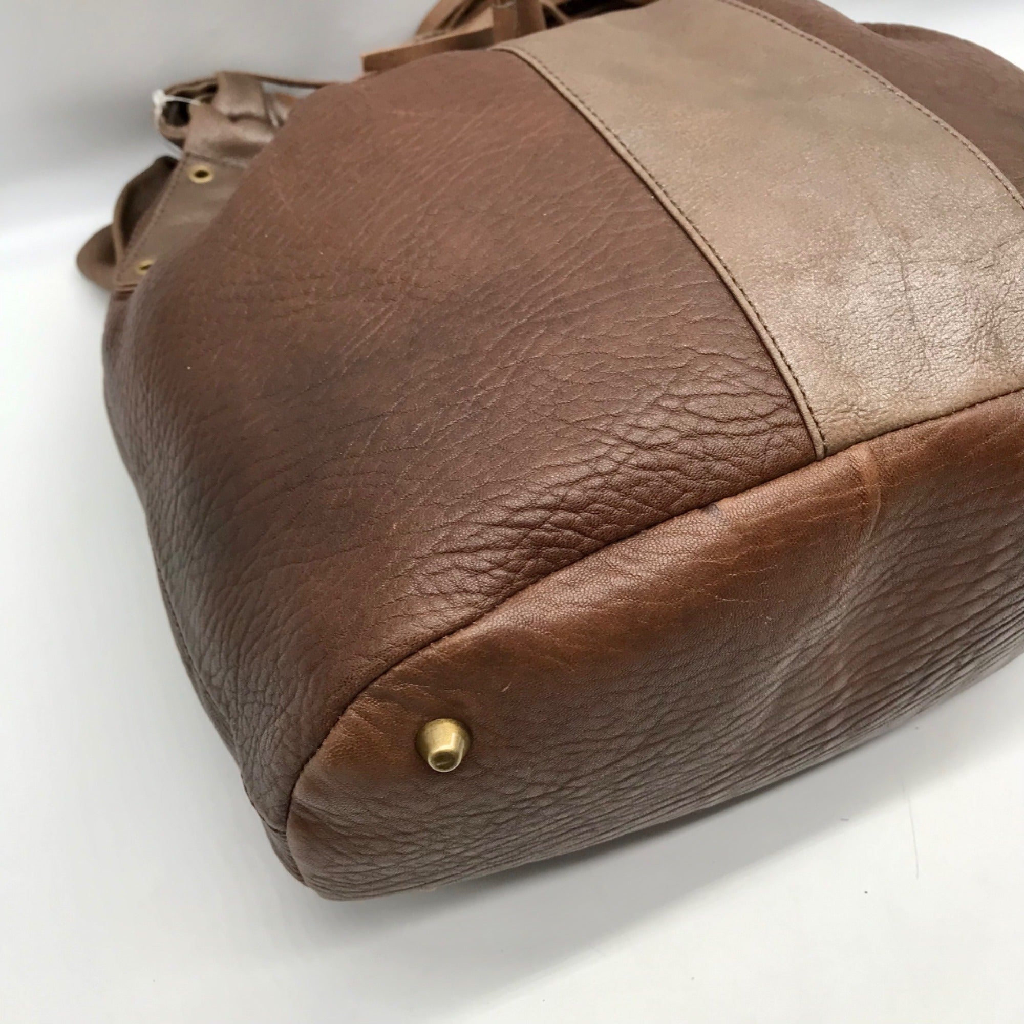 A.B.S By Allen Schwartz Brown Faux Leather Drawstring Shoulder Bag