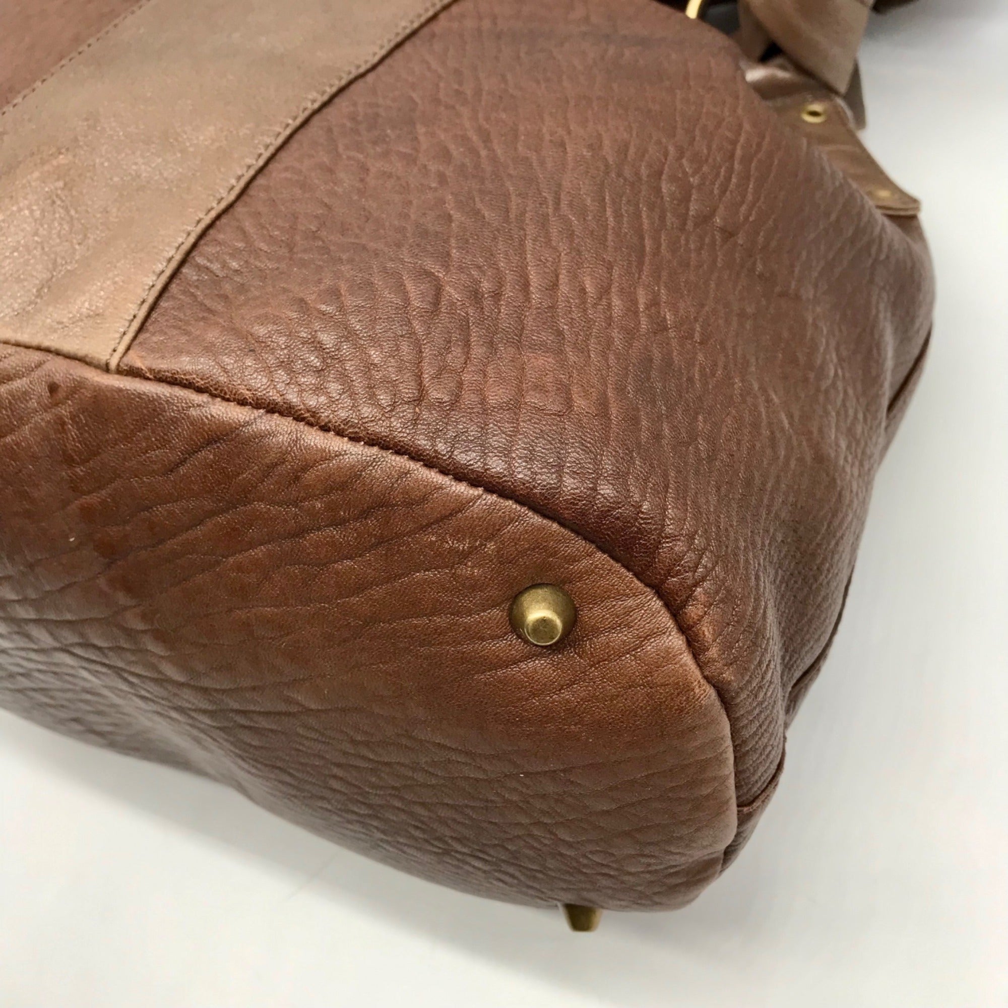 A.B.S By Allen Schwartz Brown Faux Leather Drawstring Shoulder Bag