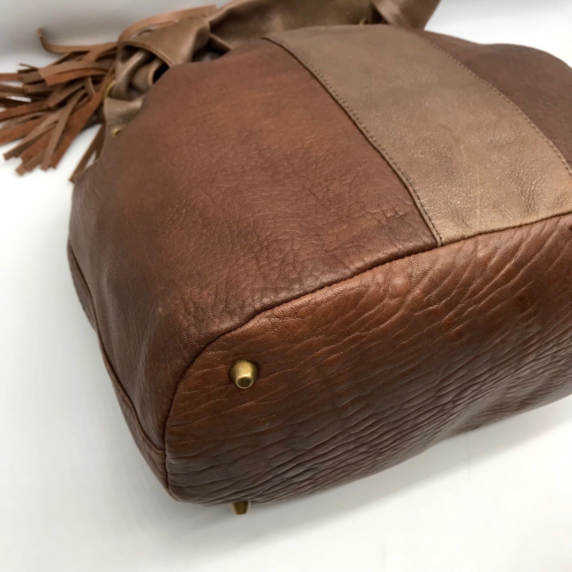 A.B.S By Allen Schwartz Brown Faux Leather Drawstring Shoulder Bag