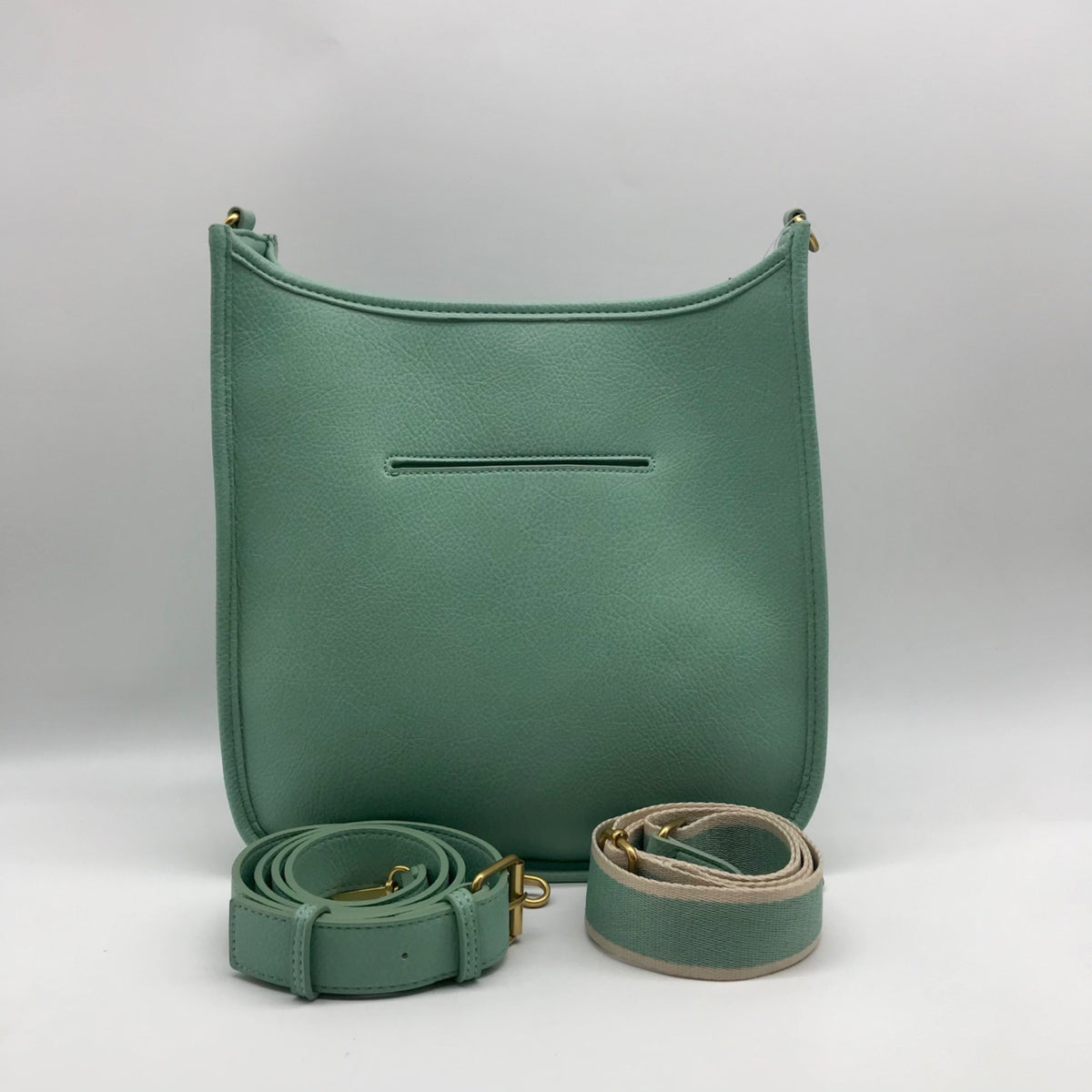 Style &amp; Co Faux Leather Mint Sage Whipstitch Medium Crossbody Bag