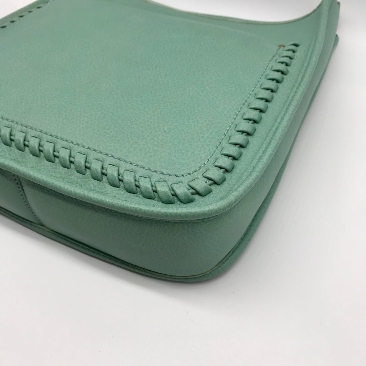 Style &amp; Co Faux Leather Mint Sage Whipstitch Medium Crossbody Bag
