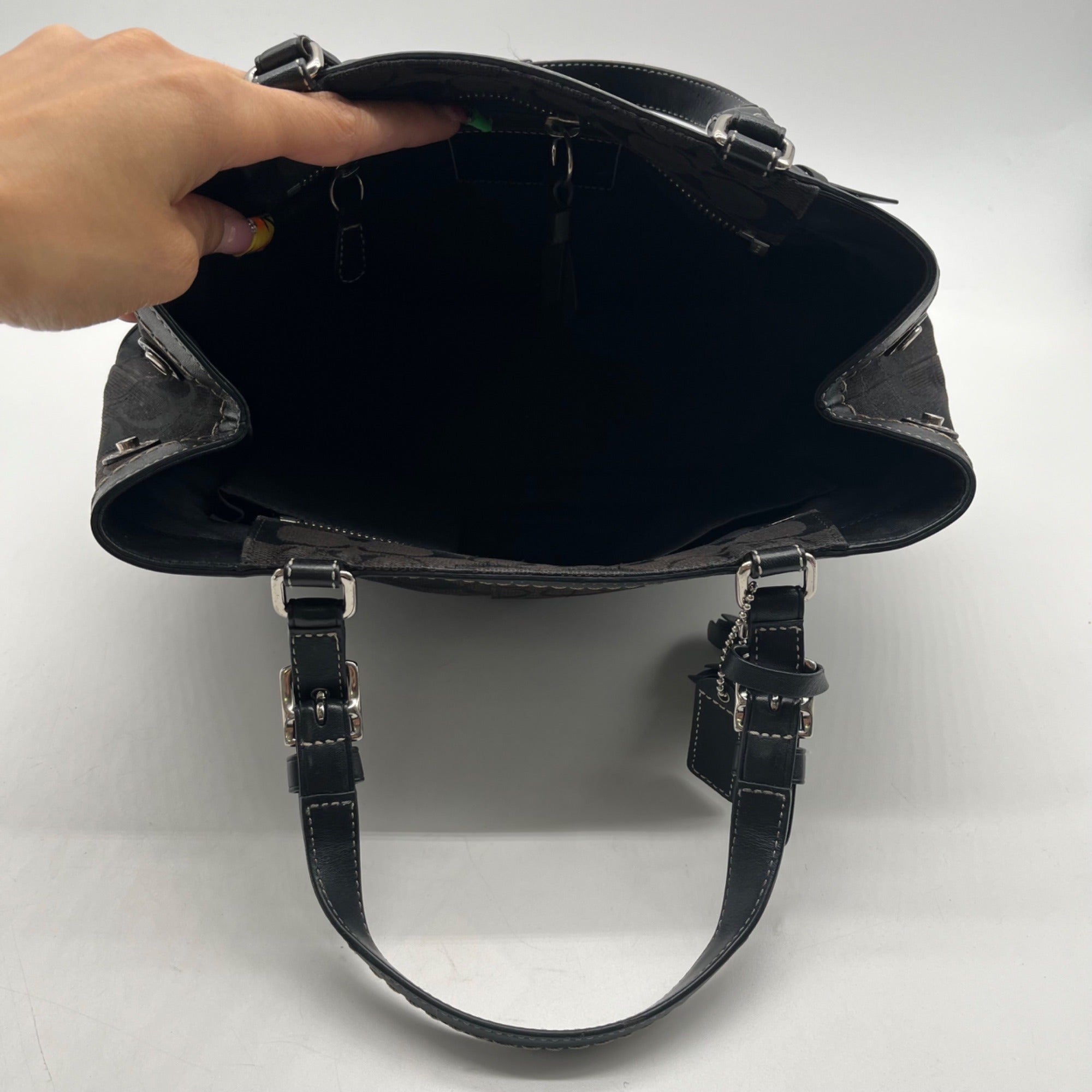Coach Black Jacquard Canvas Shoulder Bag