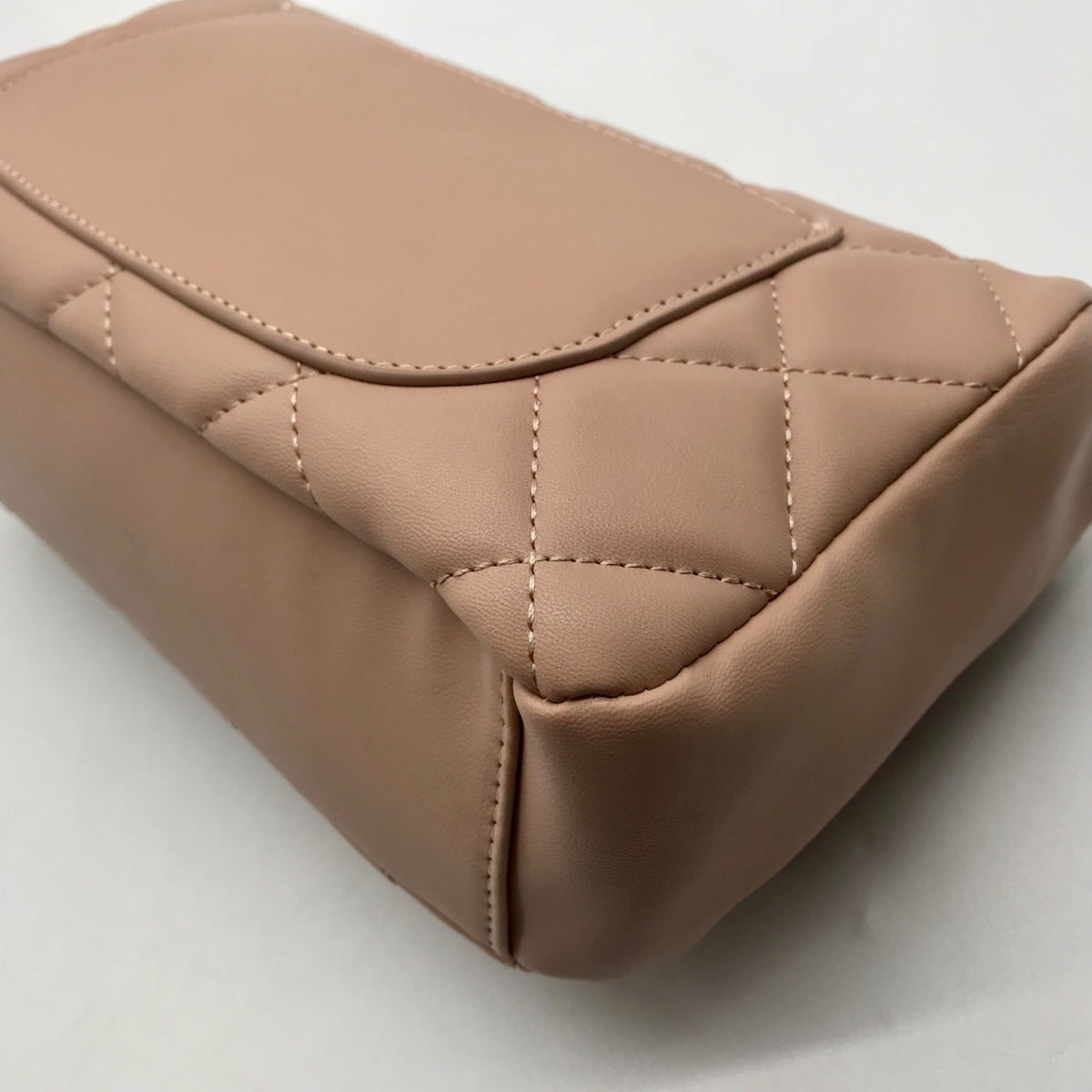 Badgley Mischka Nude Pink Quilted Faux Leather Crossbody Bag