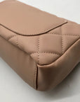 Badgley Mischka Nude Pink Quilted Faux Leather Crossbody Bag
