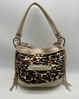 B. Makowsky Leopard-Print Leather Shoulder Bag
