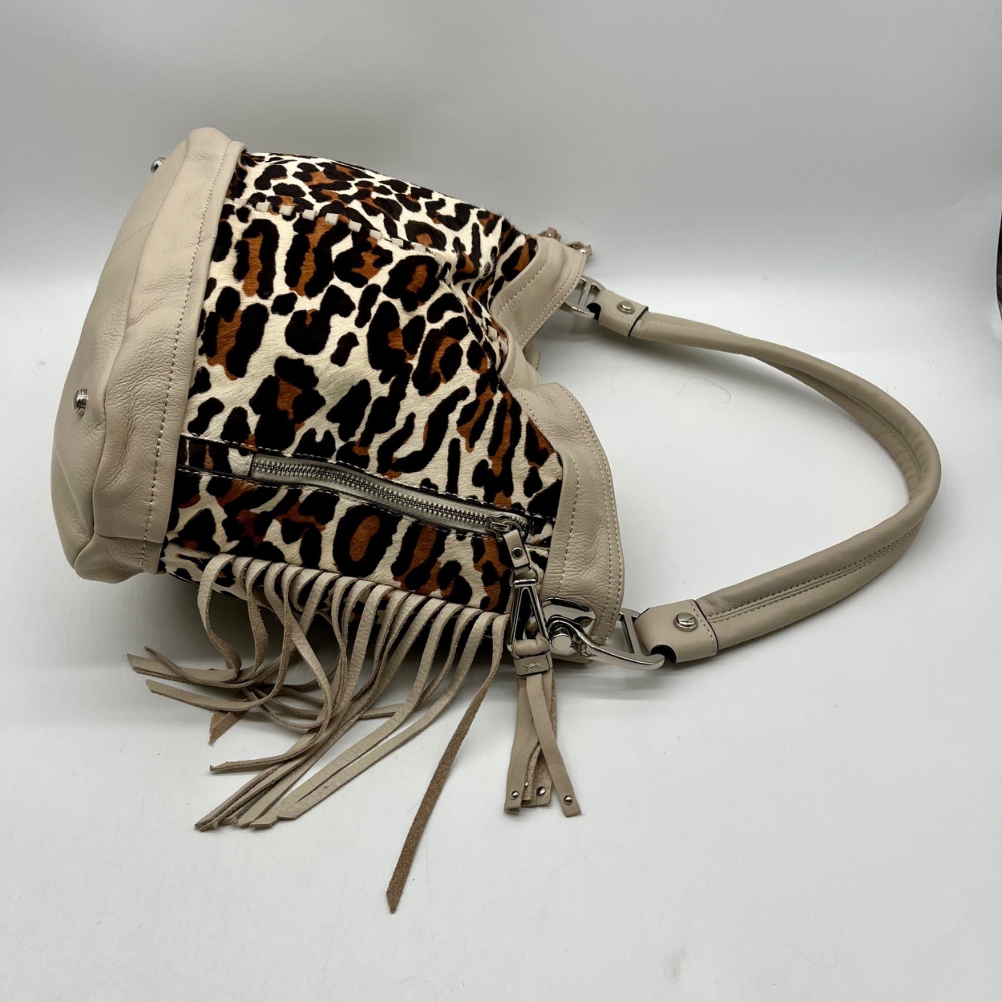B. Makowsky Leopard-Print Leather Shoulder Bag