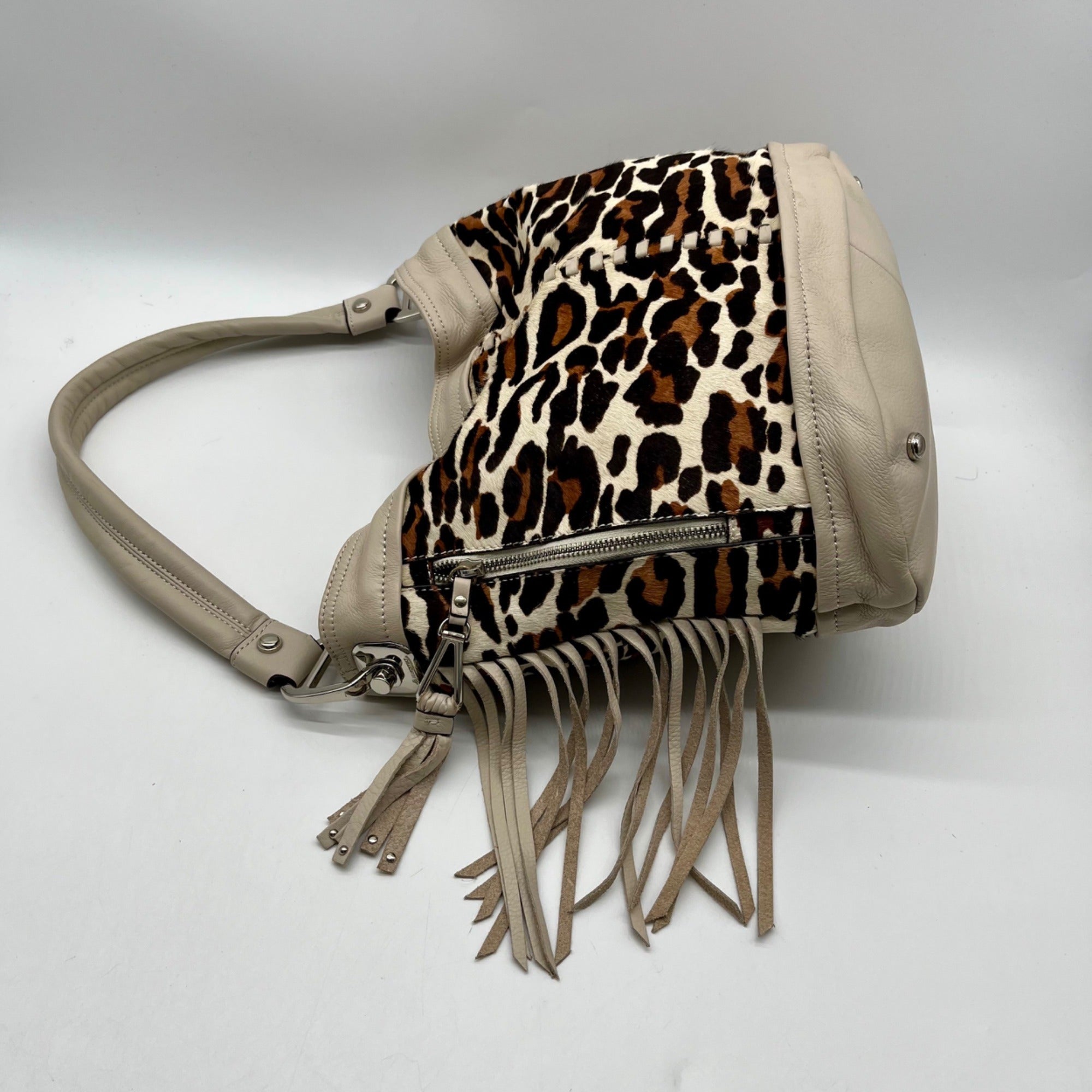 B. Makowsky Leopard-Print Leather Shoulder Bag