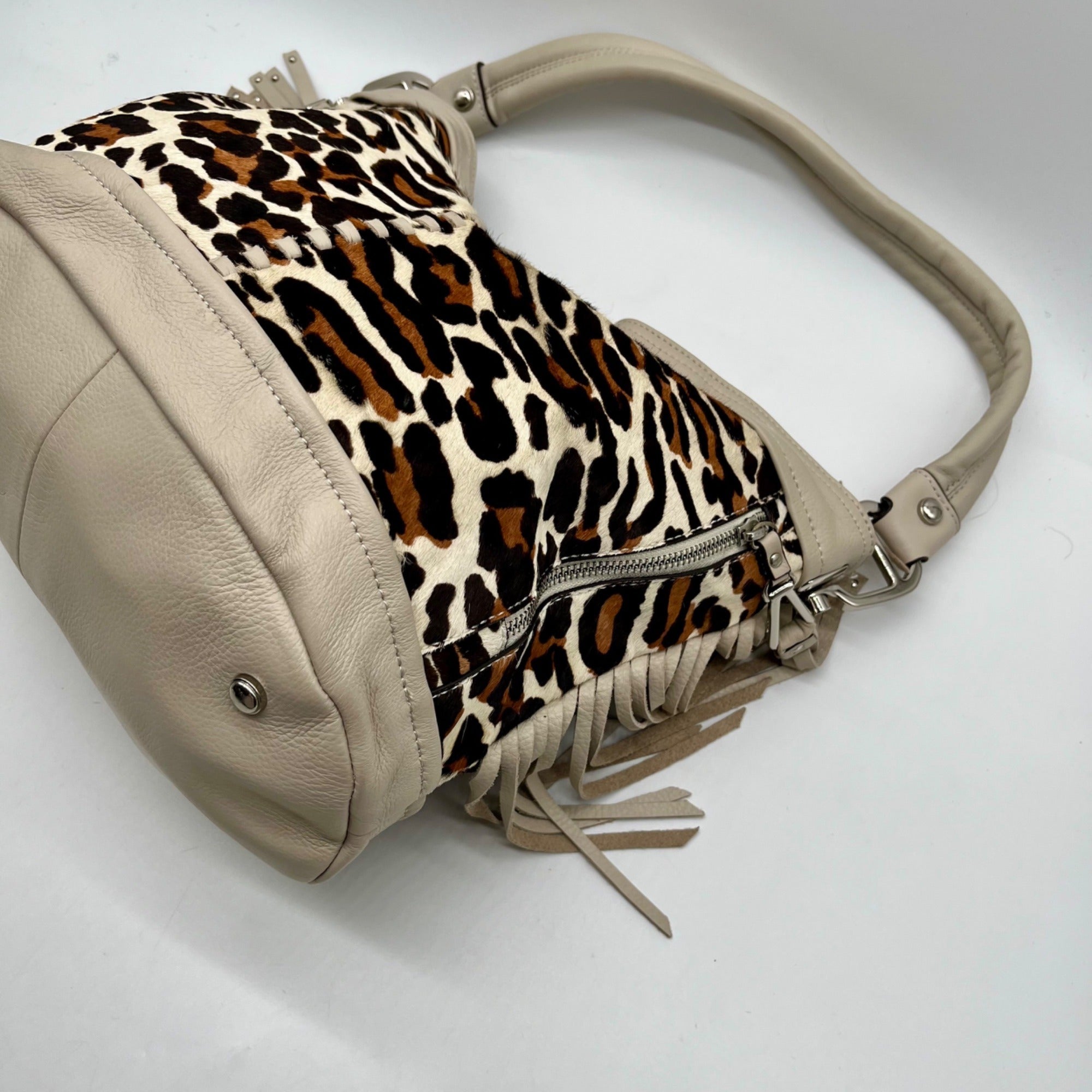 B. Makowsky Leopard-Print Leather Shoulder Bag