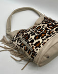B. Makowsky Leopard-Print Leather Shoulder Bag