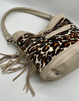 B. Makowsky Leopard-Print Leather Shoulder Bag