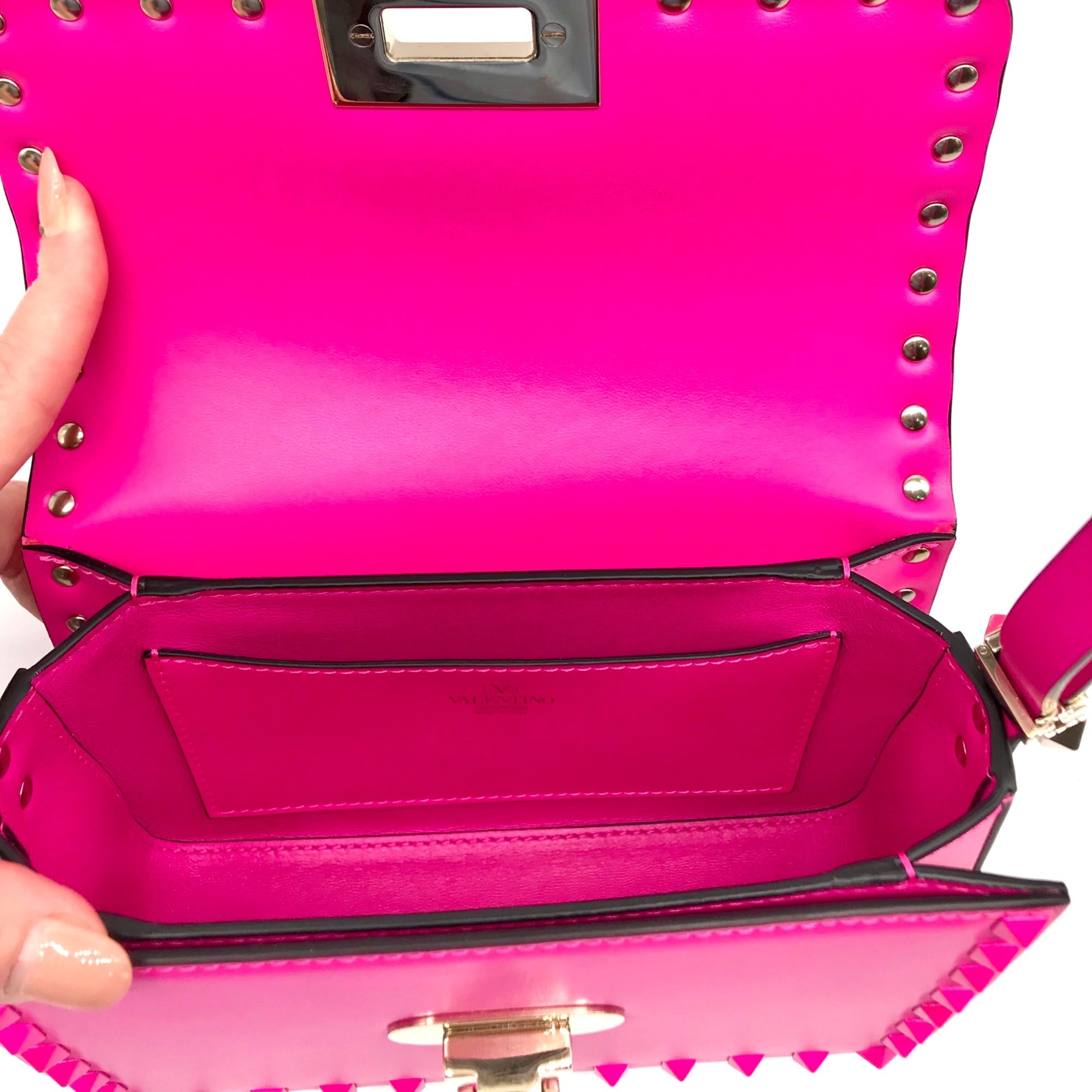 Valentino Garavani Rockstud23 Hot Pink Calfskin Shoulder Bag