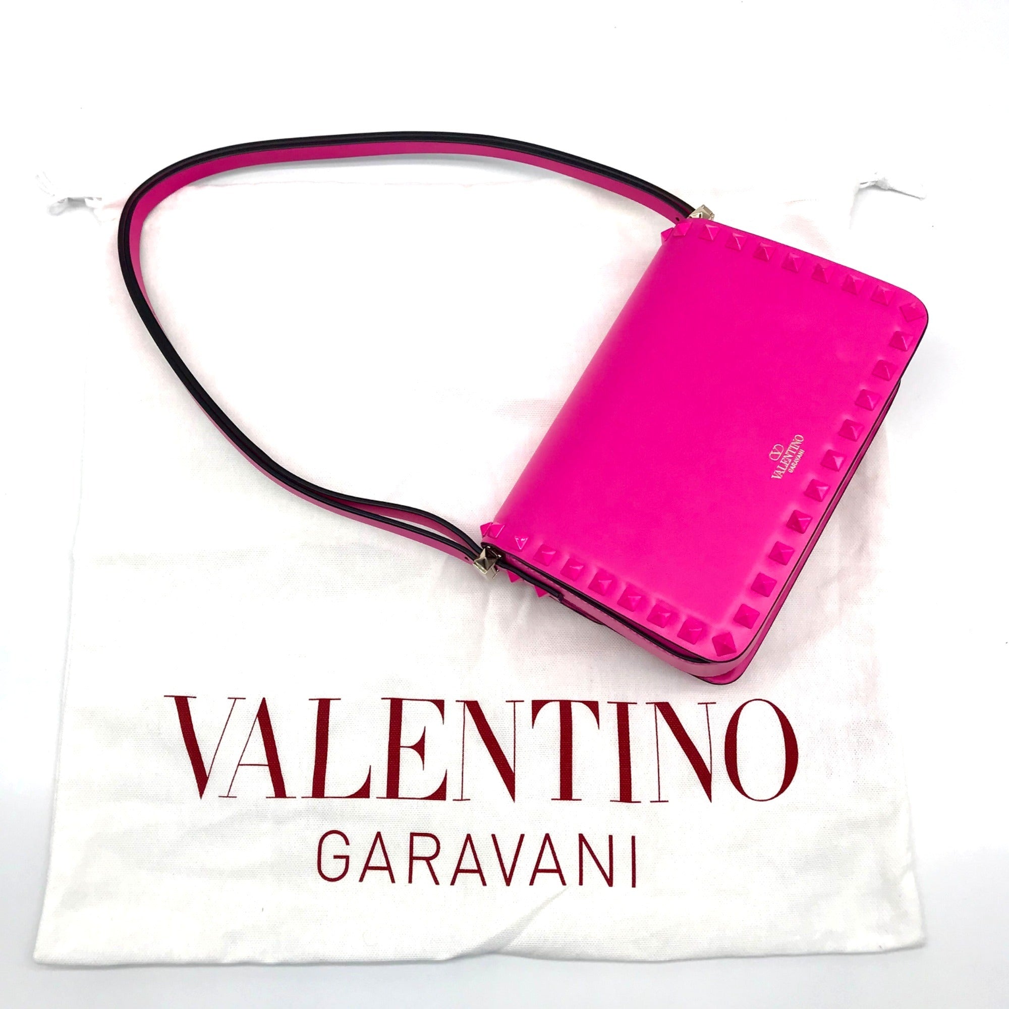 Valentino Garavani Rockstud23 Hot Pink Calfskin Shoulder Bag