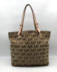 Michael Kors Brown & Khaki Monogram Canvas Jet Set Logo Tote Bag