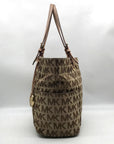 Michael Kors Brown & Khaki Monogram Canvas Jet Set Logo Tote Bag