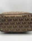 Michael Kors Brown & Khaki Monogram Canvas Jet Set Logo Tote Bag