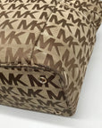 Michael Kors Brown & Khaki Monogram Canvas Jet Set Logo Tote Bag