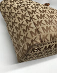 Michael Kors Brown & Khaki Monogram Canvas Jet Set Logo Tote Bag