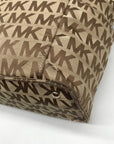 Michael Kors Brown & Khaki Monogram Canvas Jet Set Logo Tote Bag