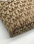 Michael Kors Brown & Khaki Monogram Canvas Jet Set Logo Tote Bag
