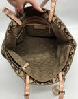 Michael Kors Brown & Khaki Monogram Canvas Jet Set Logo Tote Bag