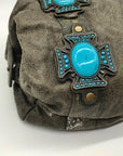 Charm & Luck Vintage Stone Grey Leather Hobo Bag