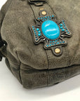 Charm & Luck Vintage Stone Grey Leather Hobo Bag